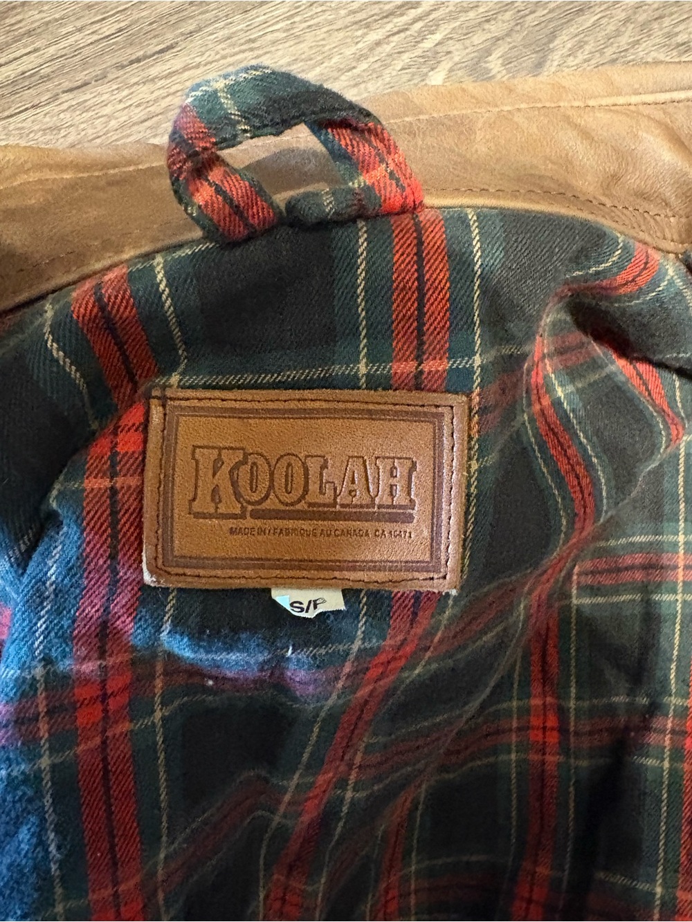 Men's Tan Field Jacket with Contrast Collar and Plaid Lining - Picture 2 of 3